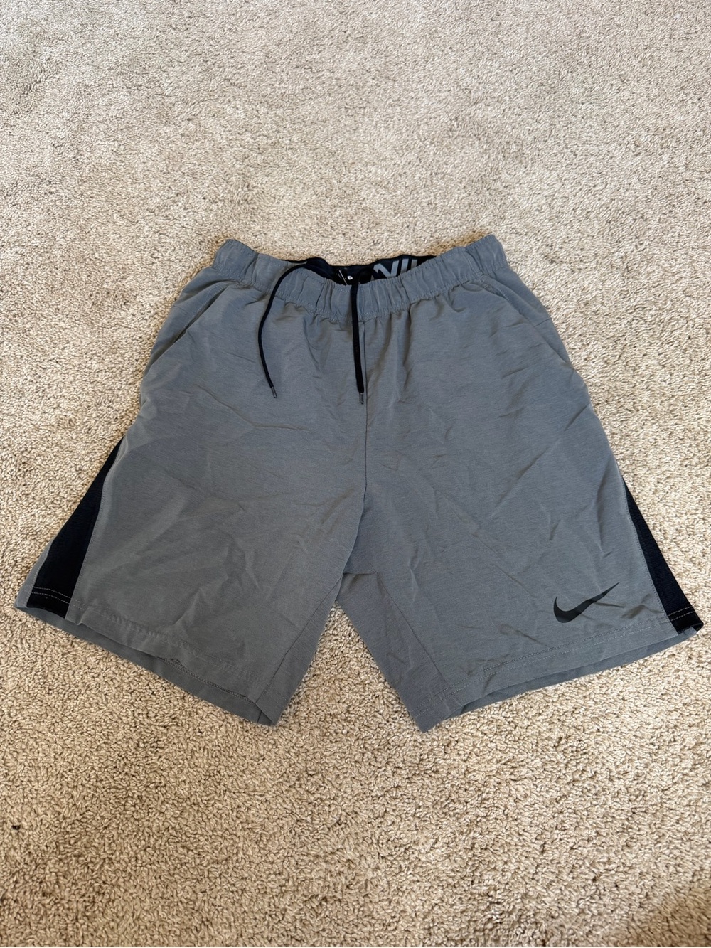 Nike Men’s Gray Athletic Shorts with Black Side Panels